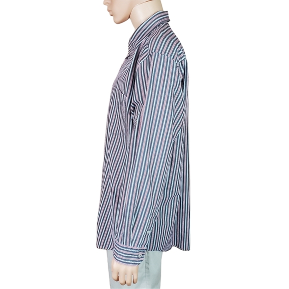 Tommy Hilfiger Mens Button Front Shirt Sz XXL Red White Blue Black Stripes - Picture 3 of 8